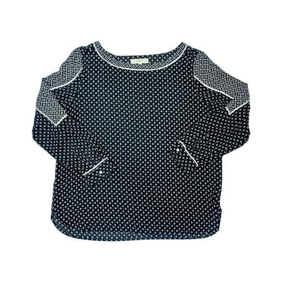 LOFT Boho Mixed Print Blouse XL | Geometric Medallion - Picture 5 of 8